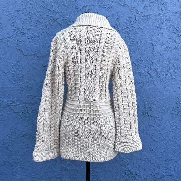 Vintage Handknit Grandpa Cardigan Sweater Fisherman Small or Medium - Picture 6 of 7